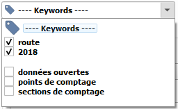 "Keyword dropdown filter"