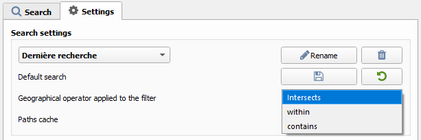 "Set geometric operator for geographic filter"